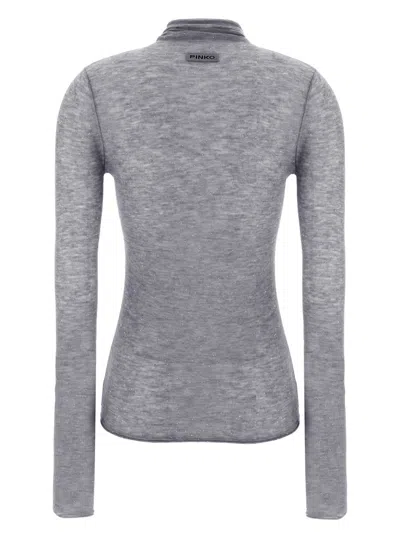 Pinko Semi-sheer Wool Sweater In Gray