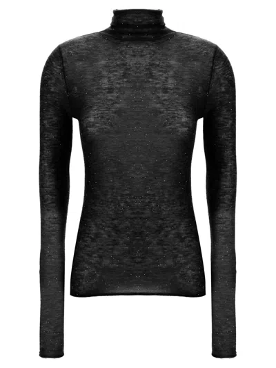 Pinko Long-sleeved Turtleneck Top In Black