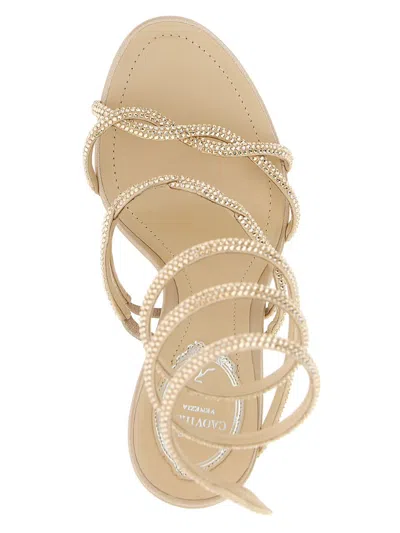 René Caovilla Round Toe High Heel Sandals In Brown