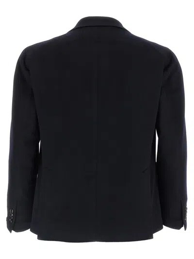 Tagliatore Square Pattern Blazer With Multiple Pockets In Black