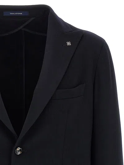 Tagliatore Square Pattern Blazer With Multiple Pockets In Black