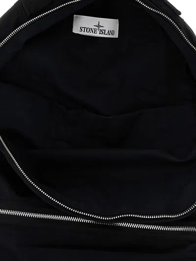 Stone Island Logo Patch Backpack Backpacks Black In Black
