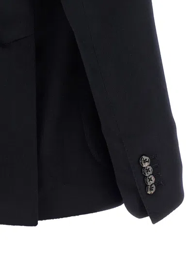 Tagliatore Square Pattern Blazer With Multiple Pockets In Black