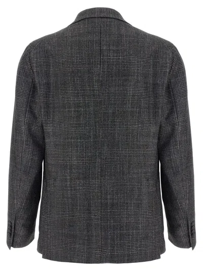 Tagliatore Blazer Check Pattern Front Pockets In Gray