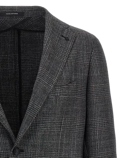 Tagliatore Blazer Check Pattern Front Pockets In Gray