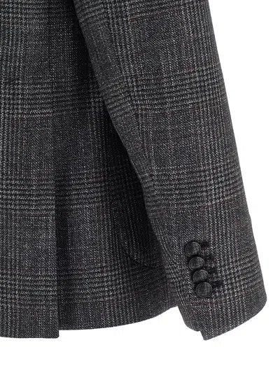 Tagliatore Blazer Check Pattern Front Pockets In Gray