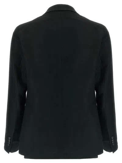 Tagliatore Square Pattern Blazer With Multiple Pockets In Black