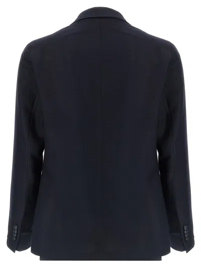 Tagliatore Square Pattern Blazer With Multiple Pockets In Black