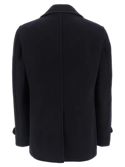 Tagliatore Black Double-breasted Coat With Wide Notched Revers In Black
