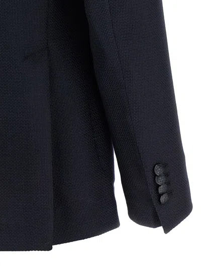 Tagliatore Square Pattern Blazer With Multiple Pockets In Black