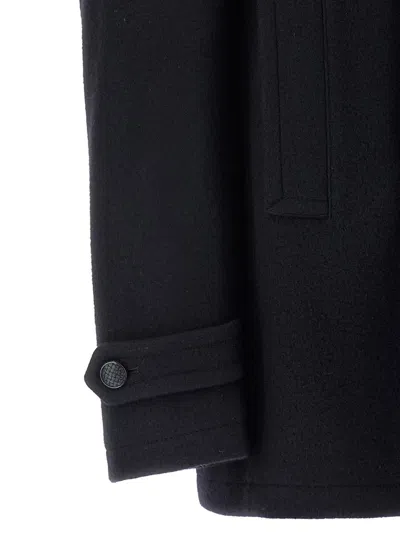 Tagliatore Black Double-breasted Coat With Wide Notched Revers In Black