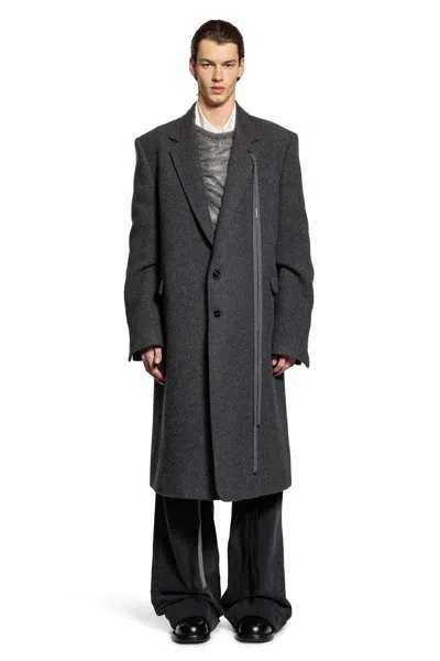 Ann Demeulemeester Leonard Beaver Wool Coat In Black