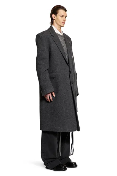 Ann Demeulemeester Leonard Beaver Wool Coat In Black