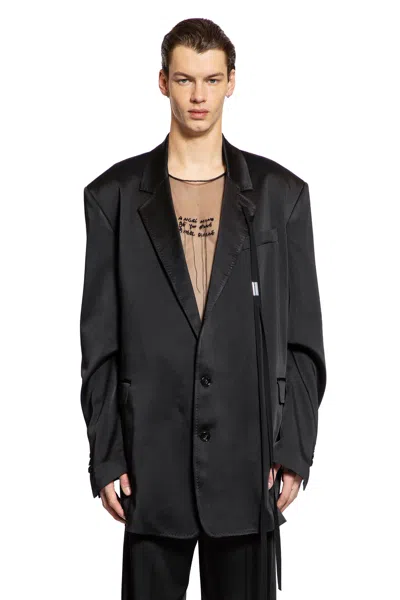 Ann Demeulemeester Anthoon High-comfort Blazer In Cady Satin In Black