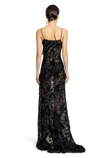 Ann Demeulemeester Aaricia Long Bias Slip Dress In Velvet Devoré In Black