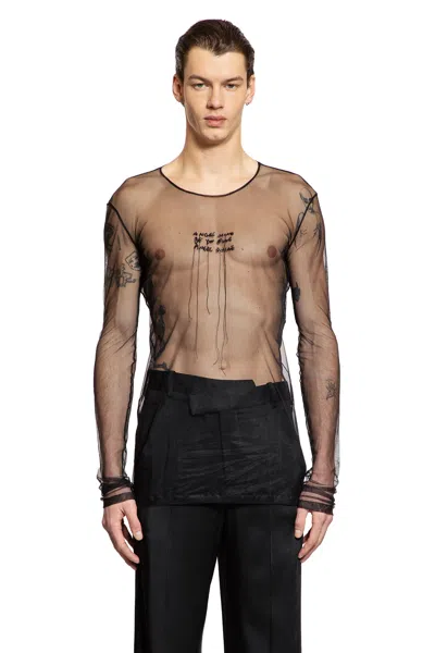 Ann Demeulemeester ''angel Divine'' Long Sleeve T-shirt In Tulle In Black