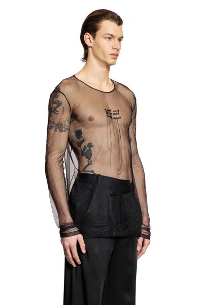 Ann Demeulemeester ''angel Divine'' Long Sleeve T-shirt In Tulle In Black