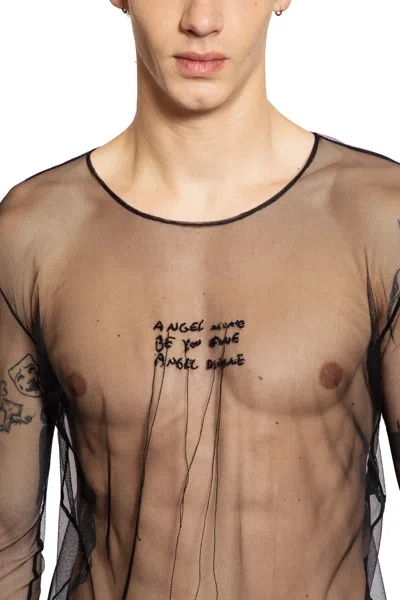 Ann Demeulemeester ''angel Divine'' Long Sleeve T-shirt In Tulle In Black