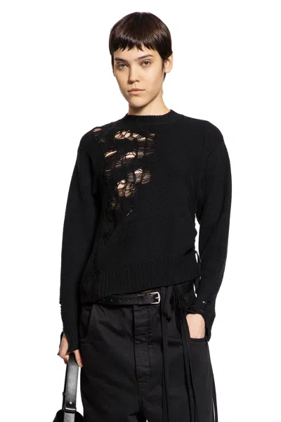 Ann Demeulemeester Ith Drawstrings Merino Wool Knit In Black