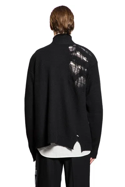 Ann Demeulemeester Natan Destroyed Seed Stitch Turtleneck Sweater In Black