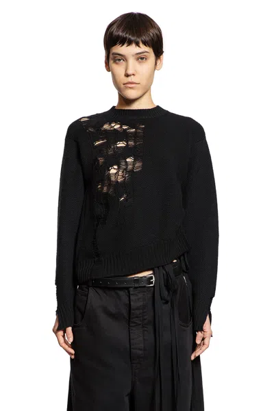Ann Demeulemeester Ith Drawstrings Merino Wool Knit In Black