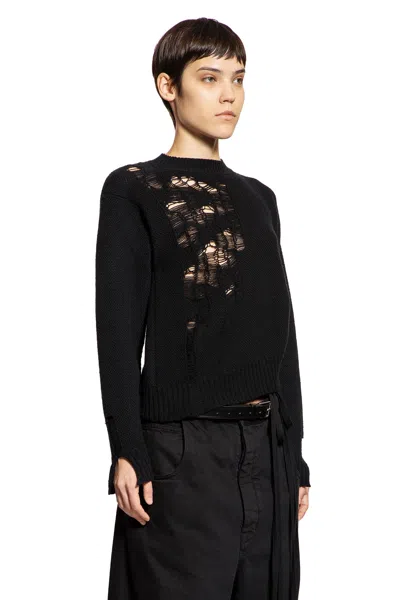 Ann Demeulemeester Ith Drawstrings Merino Wool Knit In Black