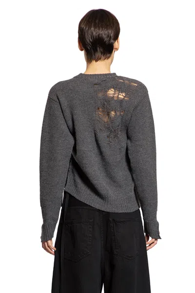 Ann Demeulemeester Ith Drawstrings Merino Wool Knit In Gray