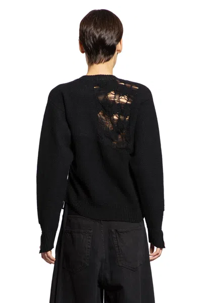 Ann Demeulemeester Ith Drawstrings Merino Wool Knit In Black