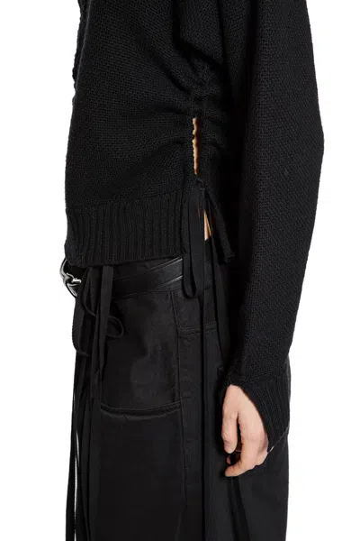 Ann Demeulemeester Ith Drawstrings Merino Wool Knit In Black