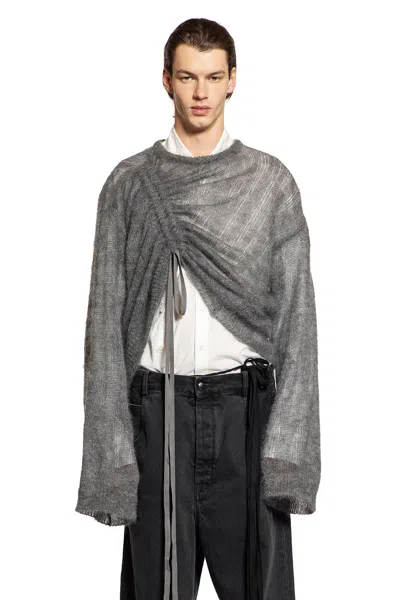 Ann Demeulemeester Palmar Drawstring Sweater In Gray