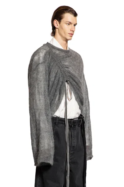 Ann Demeulemeester Palmar Drawstring Sweater In Gray