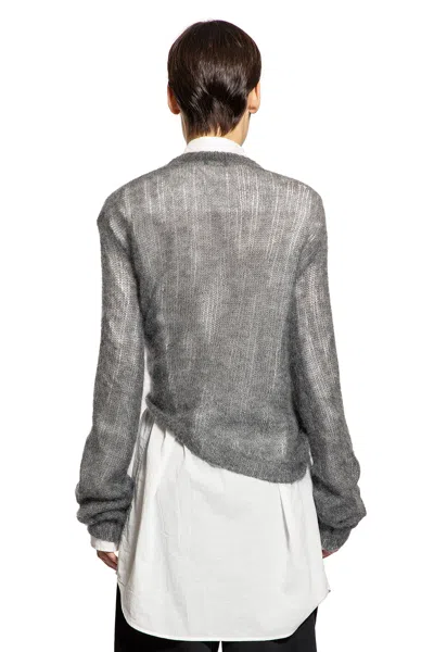 Ann Demeulemeester Asymmetrical Drawstring Sweater In Gray