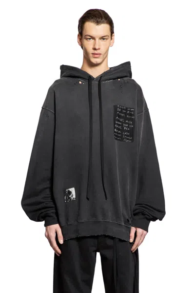 Ann Demeulemeester Ollie High-comfort Hoodie With Printed Patches In Black