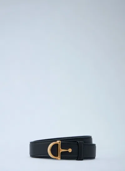 Gucci Women Horsebit Leather Belt In Black