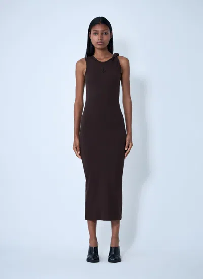 Jw Anderson Brown Anchor Embroidery Twisted Strap Maxi Dress In Green