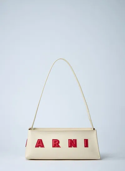 Marni Borsa A Spalla Museo Baguette In Pelle Crema In White