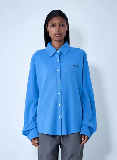 Miu Miu Button-detailed Cotton-poplin Shirt In Blue
