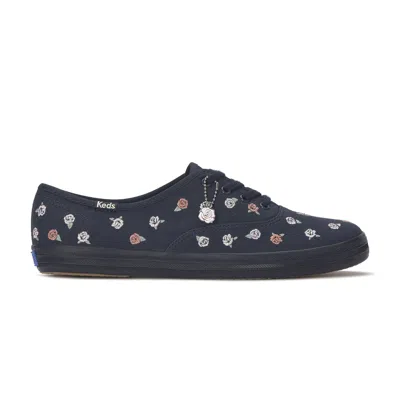 Keds Women's Champion Canvas Rose Embroidery Lace Up Canvas Sneakers In Multi