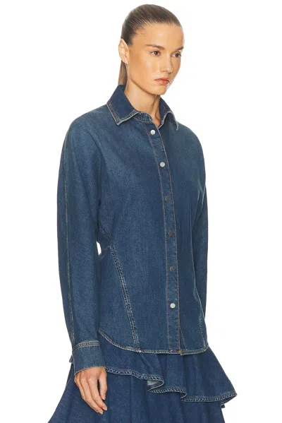 Alaïa Alaia Rounded Blue Denim Shirt Women In Blue