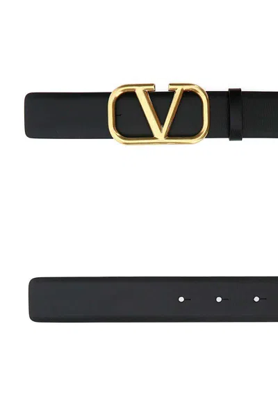 Valentino Black Logo Buckle Belt In Black