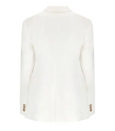 Elisabetta Franchi Ivory Linen Blend Single-breasted Jacket In White