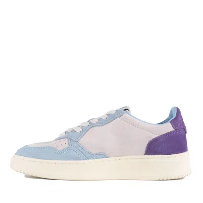 Autry Medalist Low Tricolor Suede Sneakers Patridge And Mauve Color