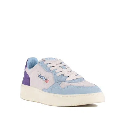 Autry Medalist Low Tricolor Suede Sneakers Patridge And Mauve Color