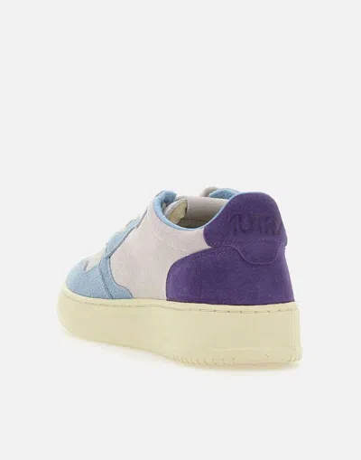 Autry Medalist Low Tricolor Suede Sneakers Patridge And Mauve Color