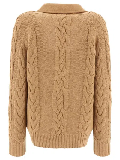Max Mara "micio" Cardigan With Inserts In Brown