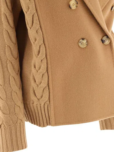 Max Mara "micio" Cardigan With Inserts In Brown