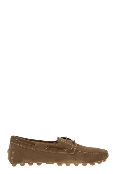 Tod's Light Walnut Leather Driving Moccasin Made In Italy Men