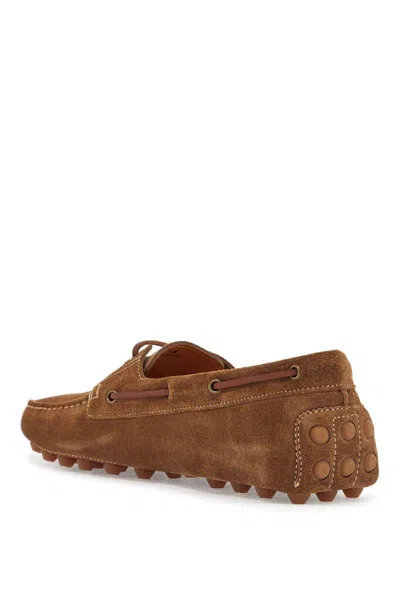 Tod's Light Walnut Leather Driving Moccasin Made In Italy Men