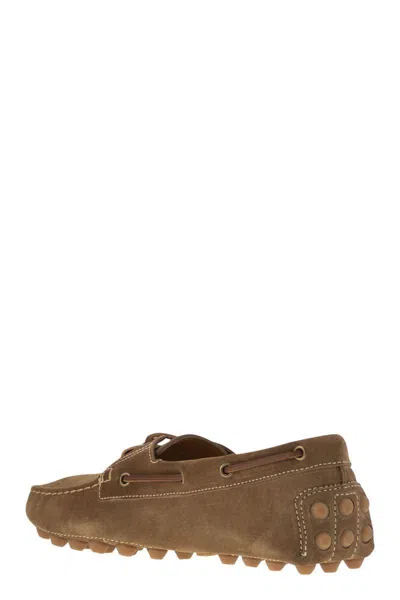 Tod's Light Walnut Leather Driving Moccasin Made In Italy Men