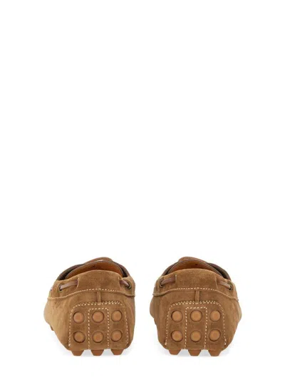Tod's Light Walnut Leather Driving Moccasin Made In Italy Men